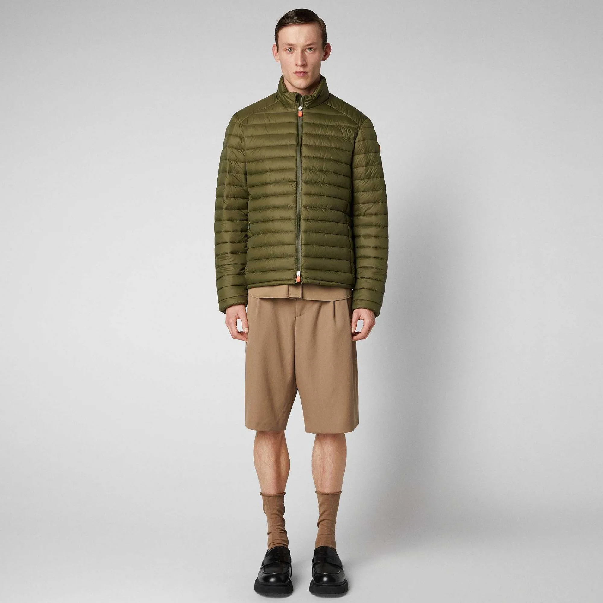 Menn Save The Duck Man'S Animal Free Puffer Jacket Alexander In Dusty Olive