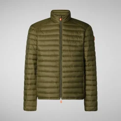 Menn Save The Duck Man'S Animal Free Puffer Jacket Alexander In Dusty Olive