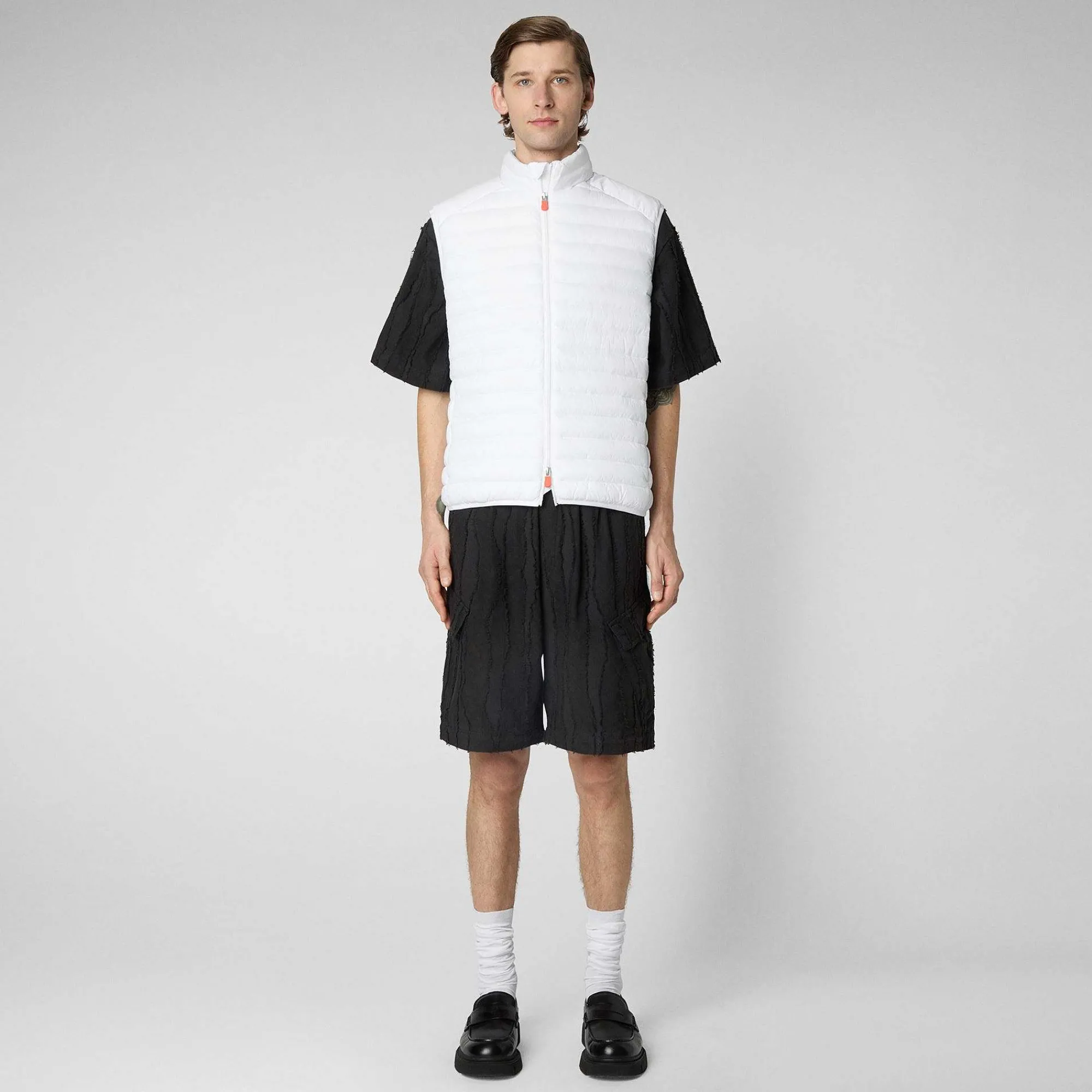 Menn Save The Duck Man'S Vattert Gilet Adam I Hvitt