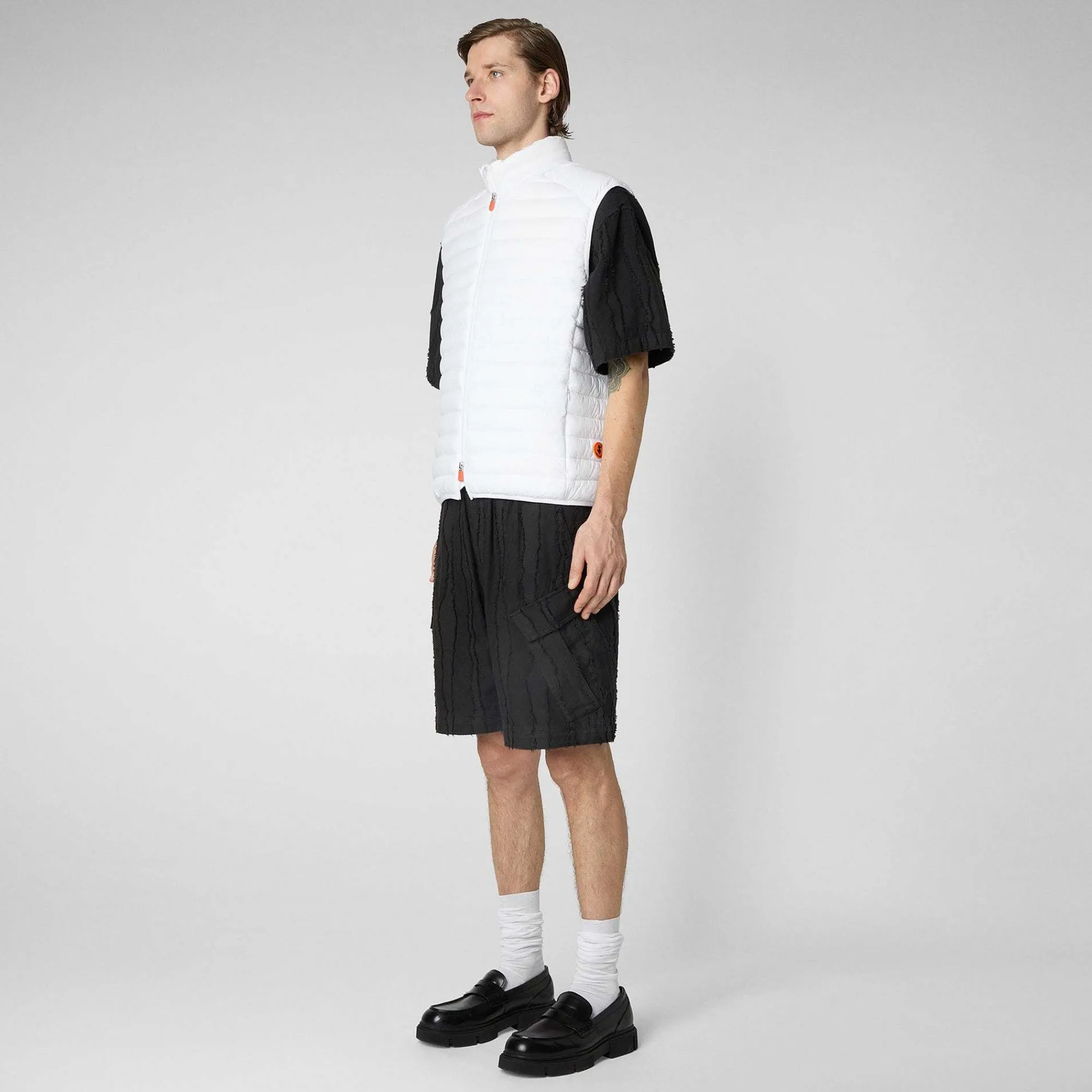 Menn Save The Duck Man'S Vattert Gilet Adam I Hvitt