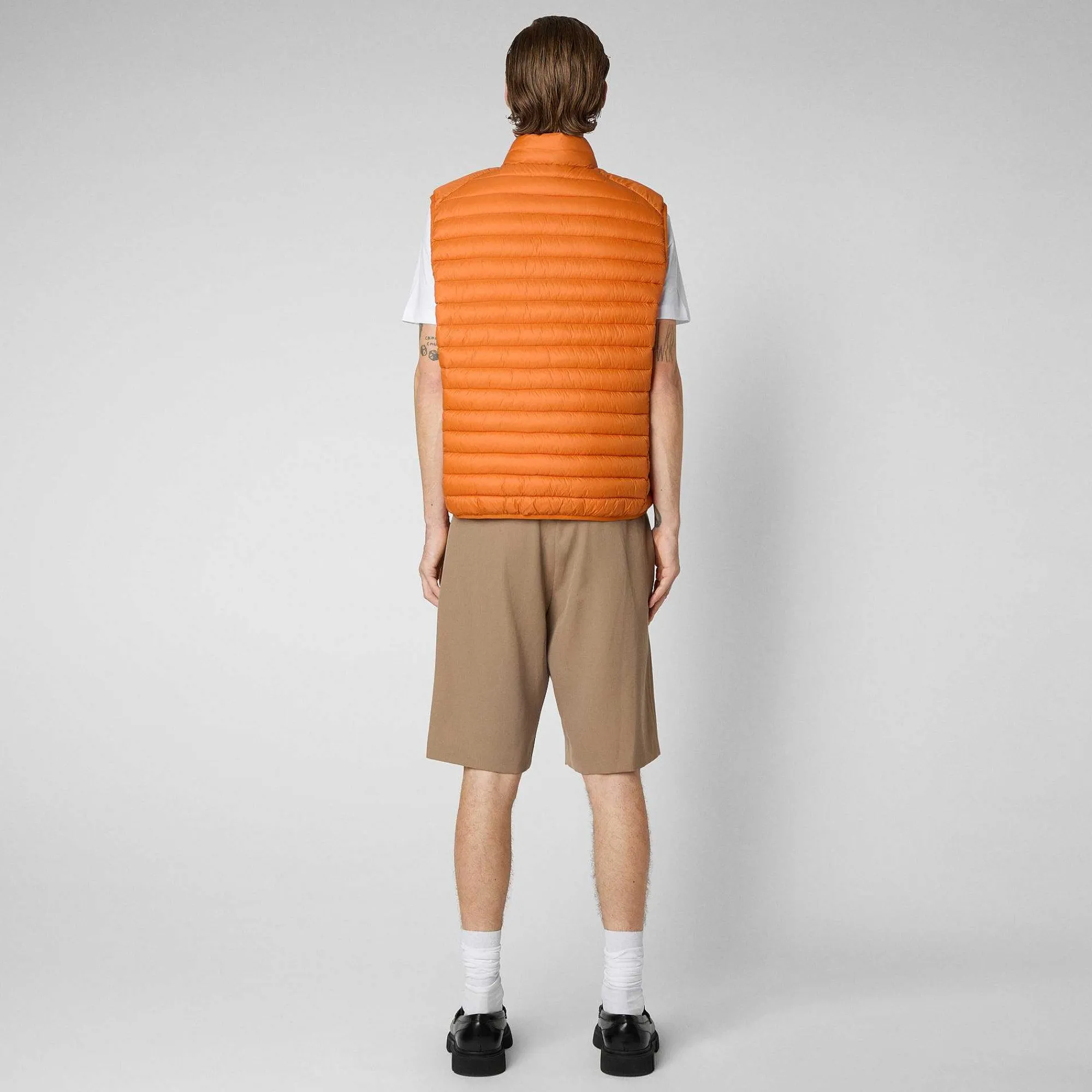 Menn Save The Duck Man'S Vattert Gilet Adam I Amber Orange