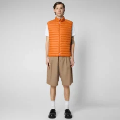 Menn Save The Duck Man'S Vattert Gilet Adam I Amber Orange