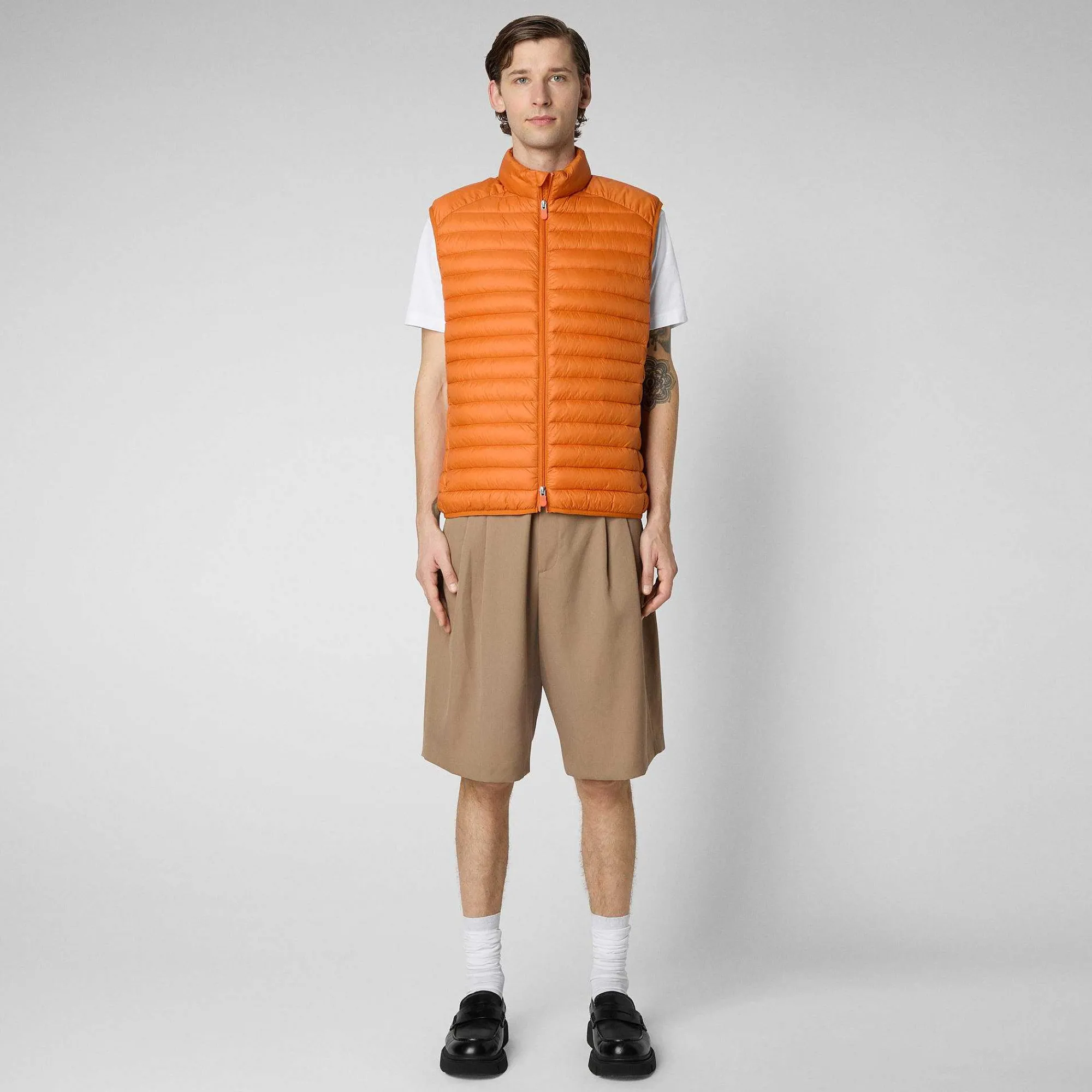Menn Save The Duck Man'S Vattert Gilet Adam I Amber Orange