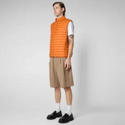 Menn Save The Duck Man'S Vattert Gilet Adam I Amber Orange