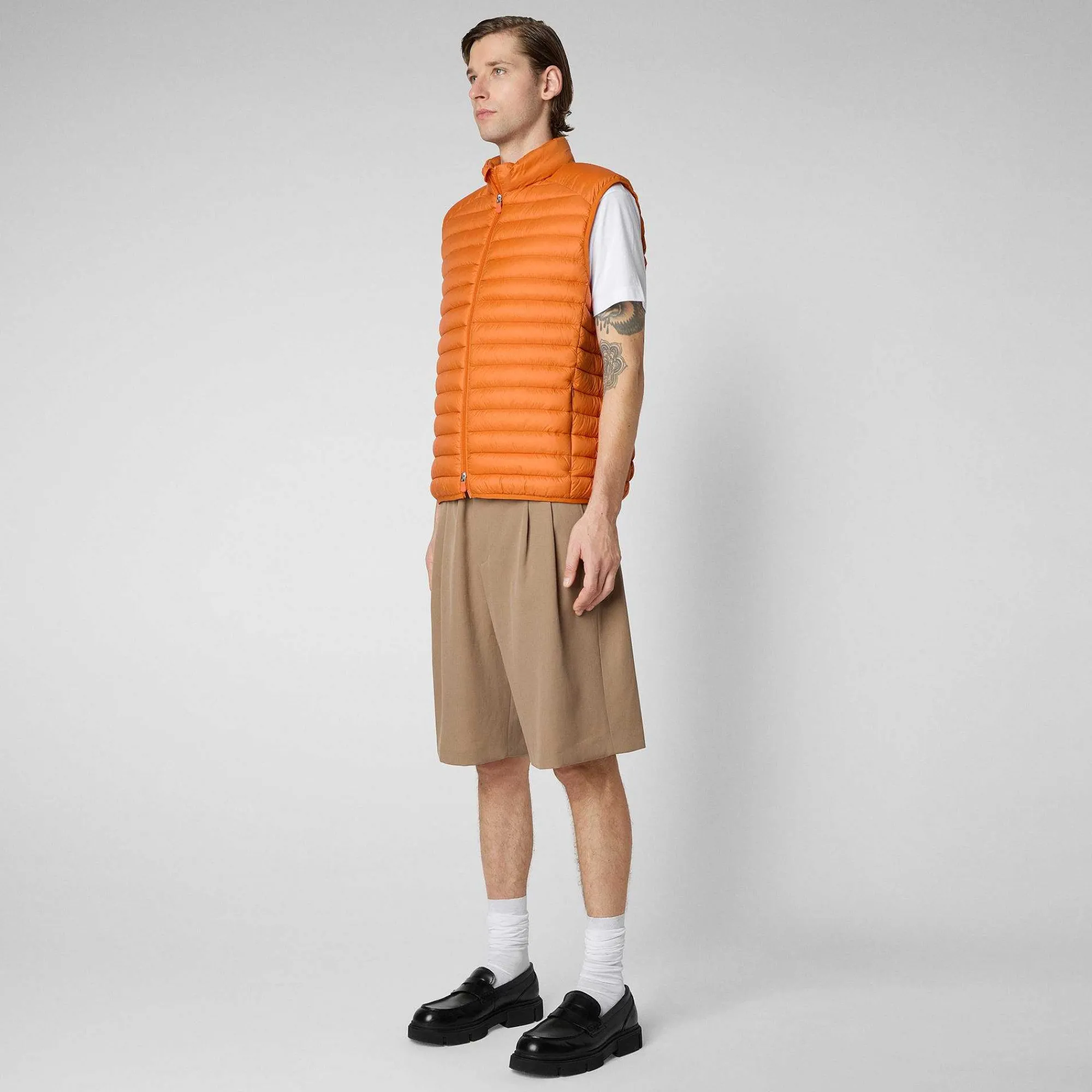 Menn Save The Duck Man'S Vattert Gilet Adam I Amber Orange
