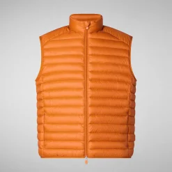 Menn Save The Duck Man'S Vattert Gilet Adam I Amber Orange