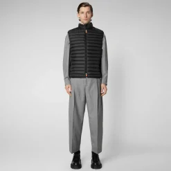 Menn Save The Duck Man'S Vattert Gilet Adam I Svart