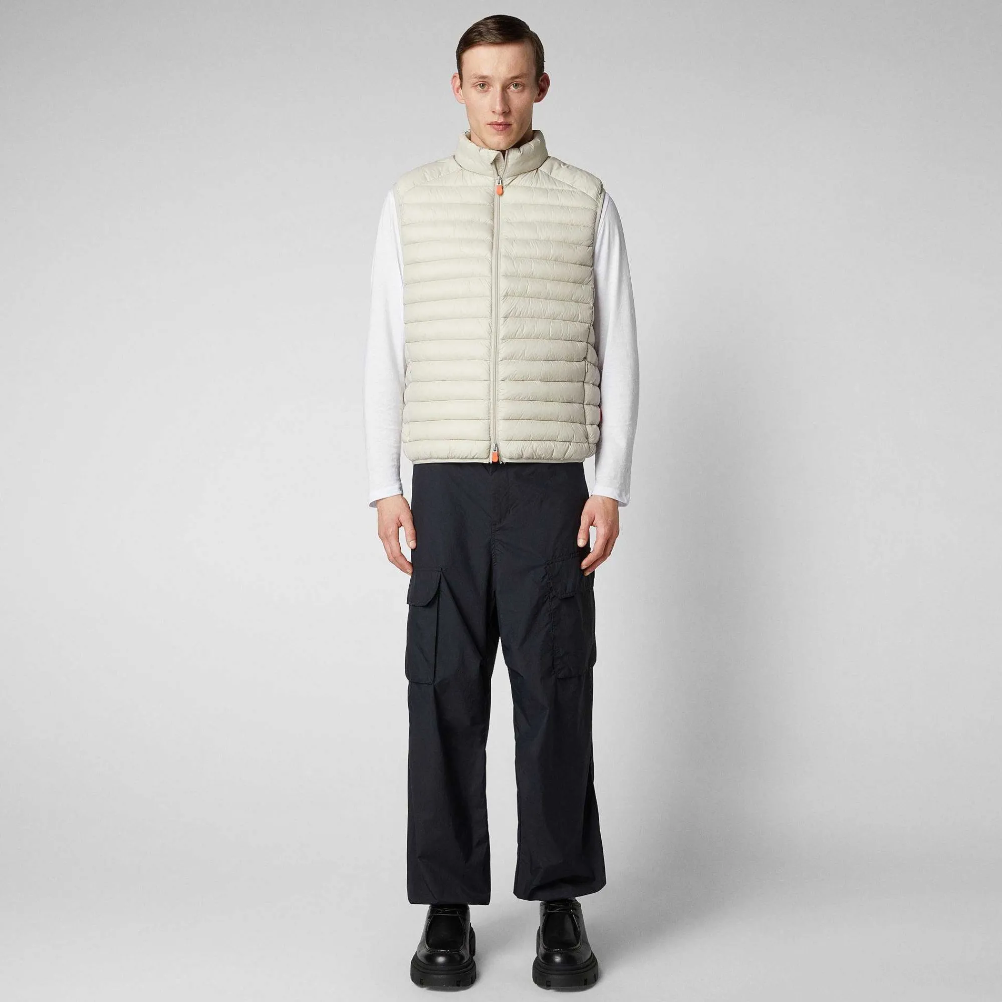 Menn Save The Duck Man'S Vattert Gilet Adam I Regntung Beige