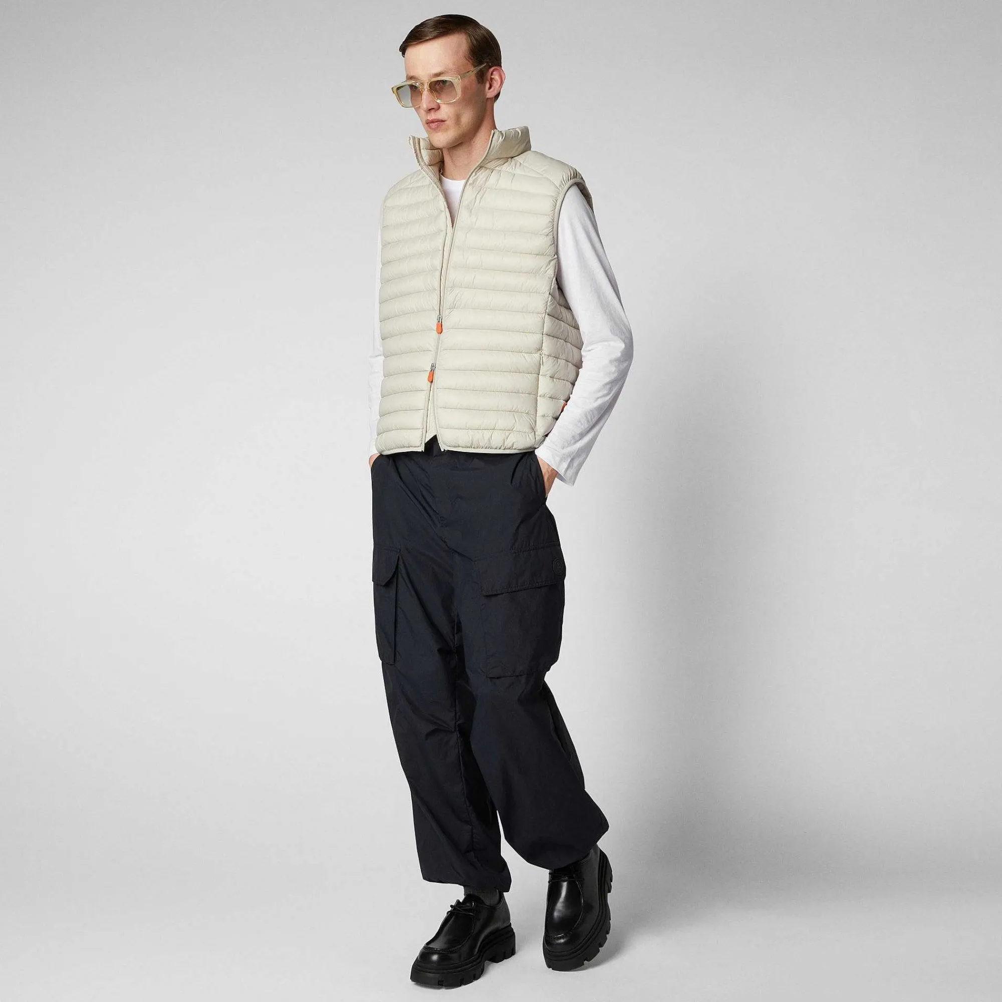 Menn Save The Duck Man'S Vattert Gilet Adam I Regntung Beige