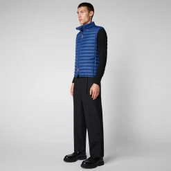 Menn Save The Duck Man'S Vattert Gilet Adam I Eclipse Blue
