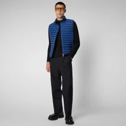 Menn Save The Duck Man'S Vattert Gilet Adam I Eclipse Blue