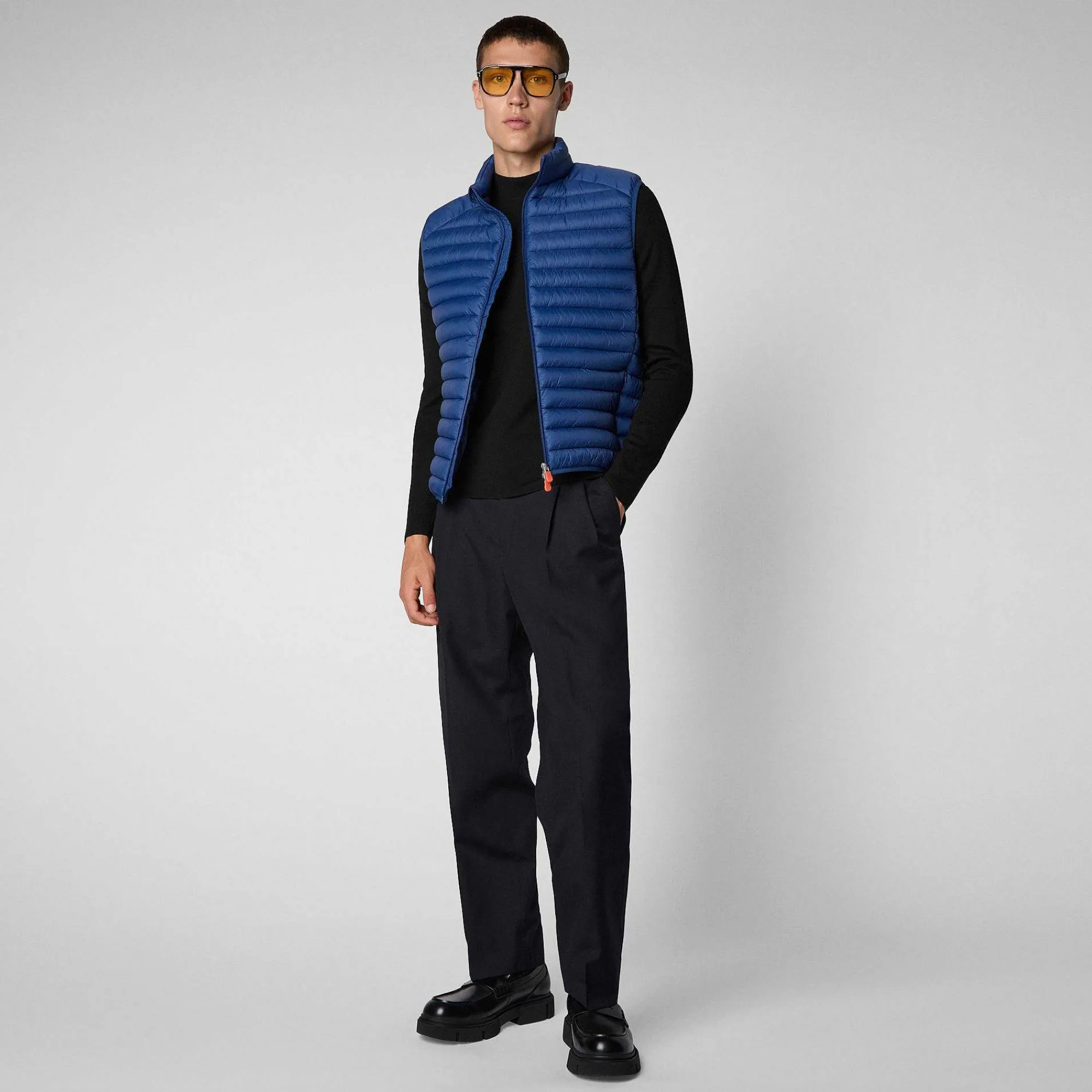 Menn Save The Duck Man'S Vattert Gilet Adam I Eclipse Blue