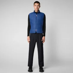 Menn Save The Duck Man'S Vattert Gilet Adam I Eclipse Blue