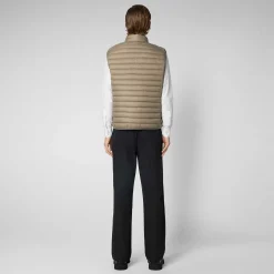 Menn Save The Duck Man'S Vattert Gilet Adam I Elephant Grey