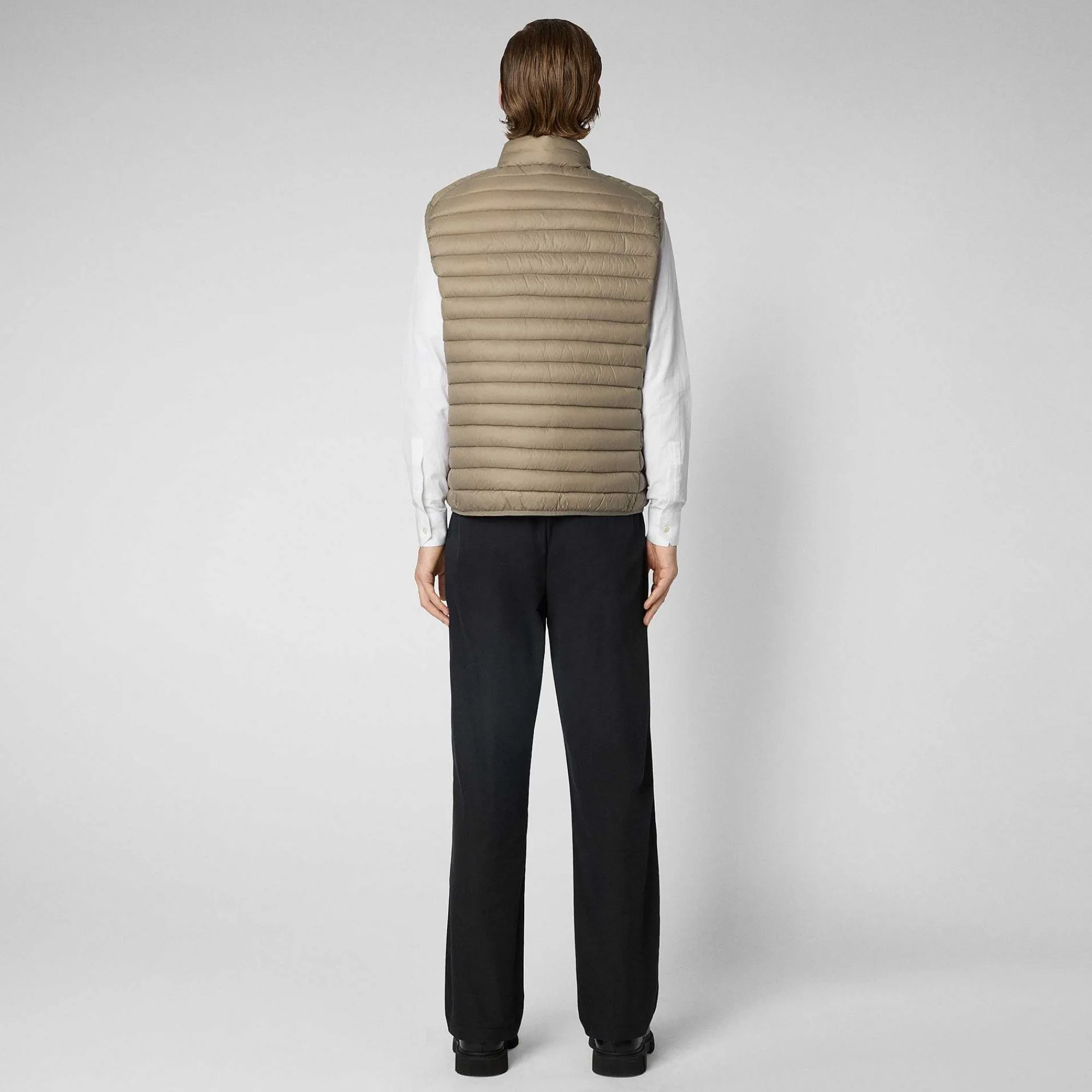 Menn Save The Duck Man'S Vattert Gilet Adam I Elephant Grey