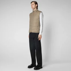 Menn Save The Duck Man'S Vattert Gilet Adam I Elephant Grey
