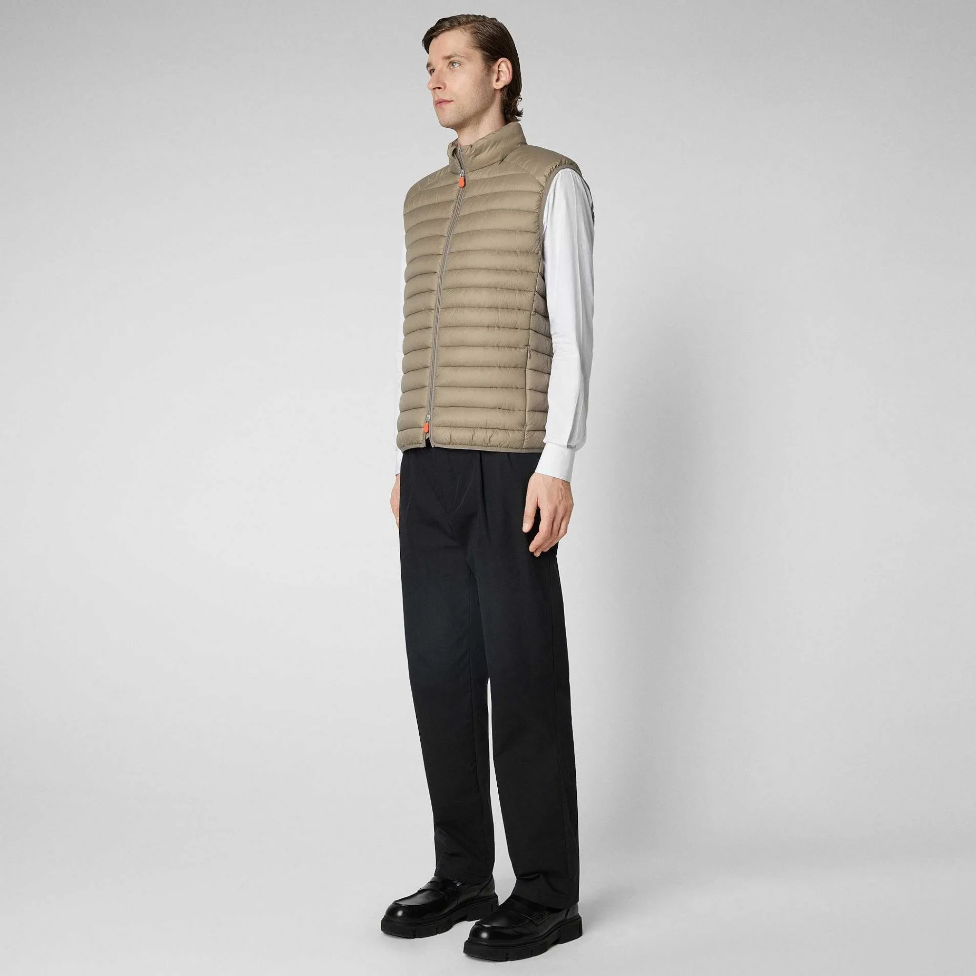 Menn Save The Duck Man'S Vattert Gilet Adam I Elephant Grey
