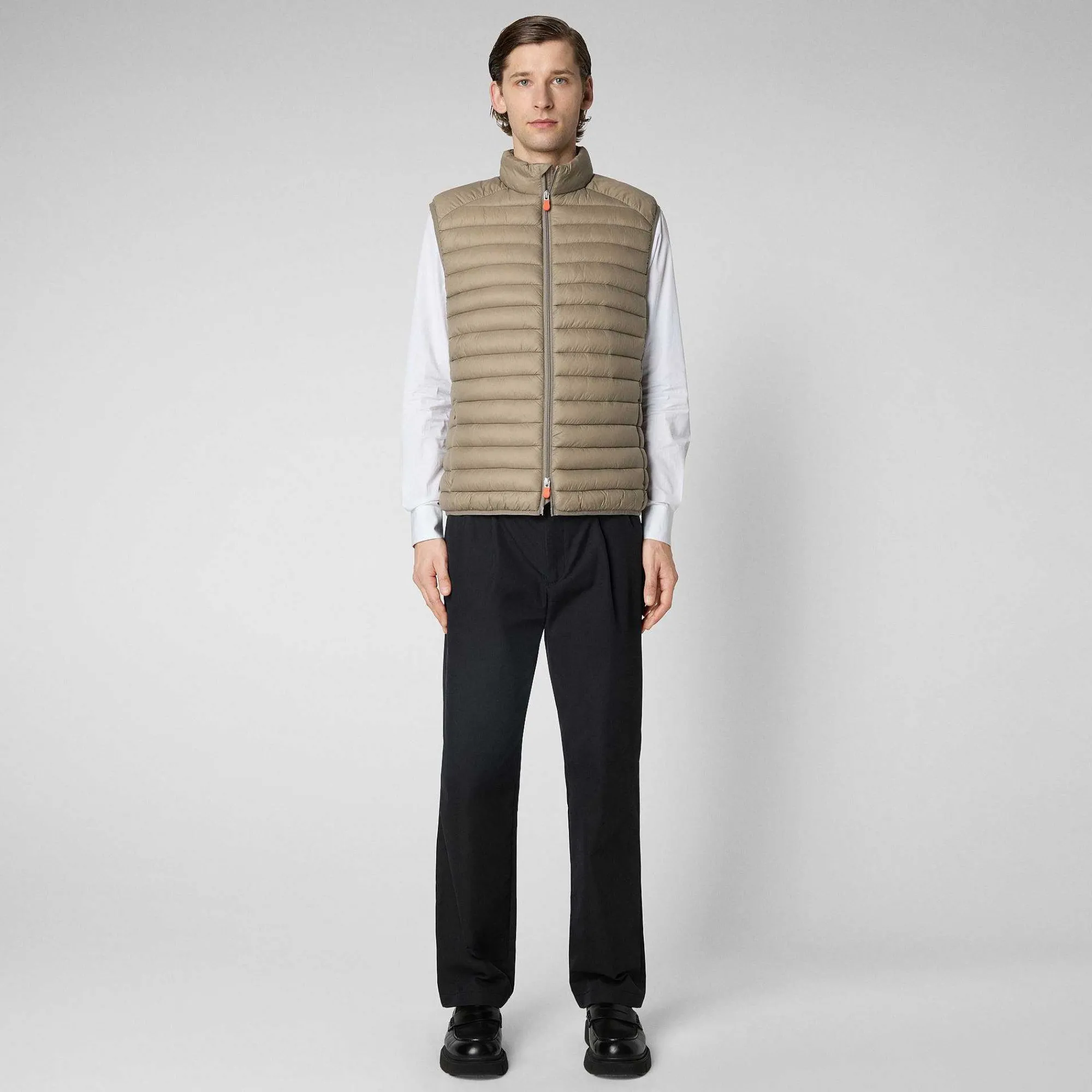 Menn Save The Duck Man'S Vattert Gilet Adam I Elephant Grey