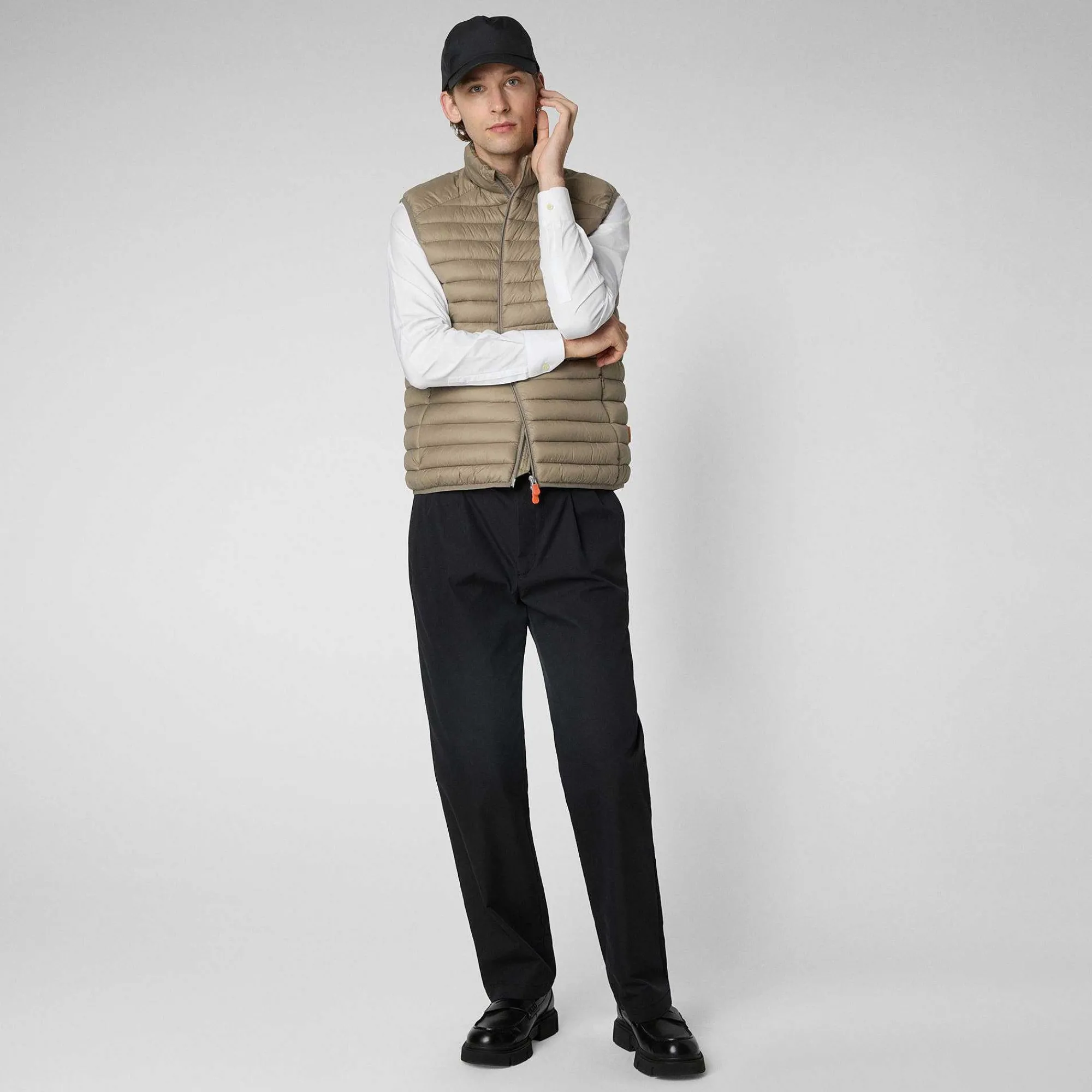 Menn Save The Duck Man'S Vattert Gilet Adam I Elephant Grey