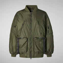 Kvinner Save The Duck Unisex Bomberjakke Ciara I Stovet Oliven