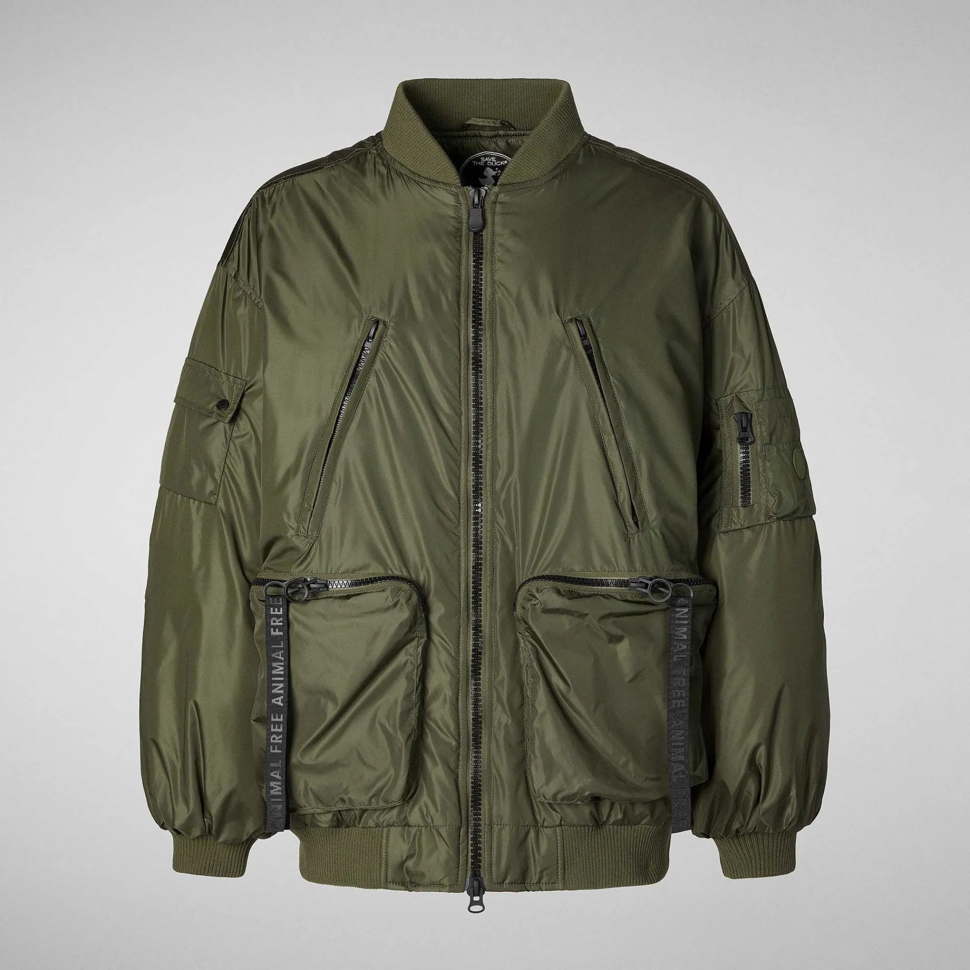 Kvinner Save The Duck Unisex Bomberjakke Ciara I Stovet Oliven
