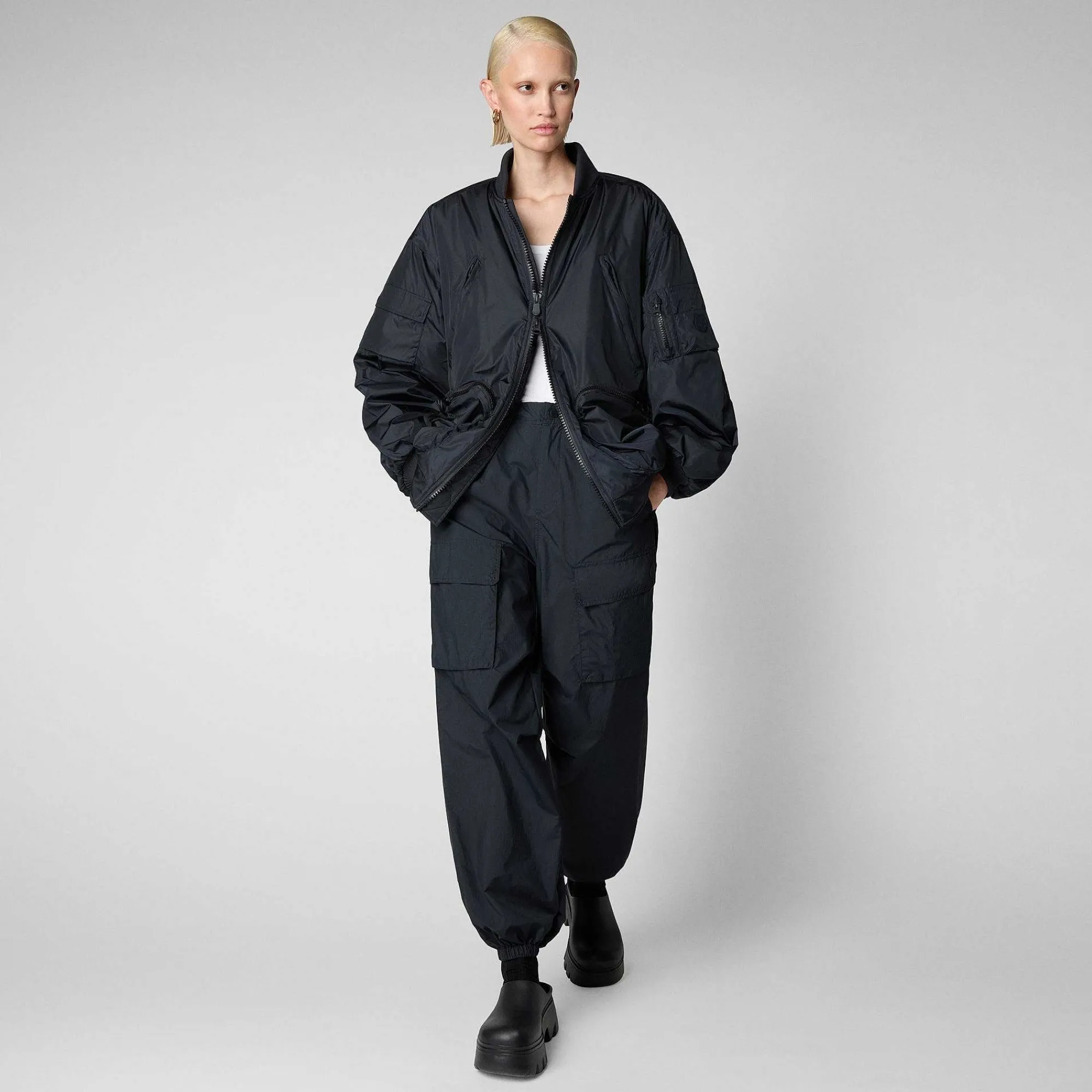 Kvinner Save The Duck Unisex Bomberjakke Usher I Nattblatt