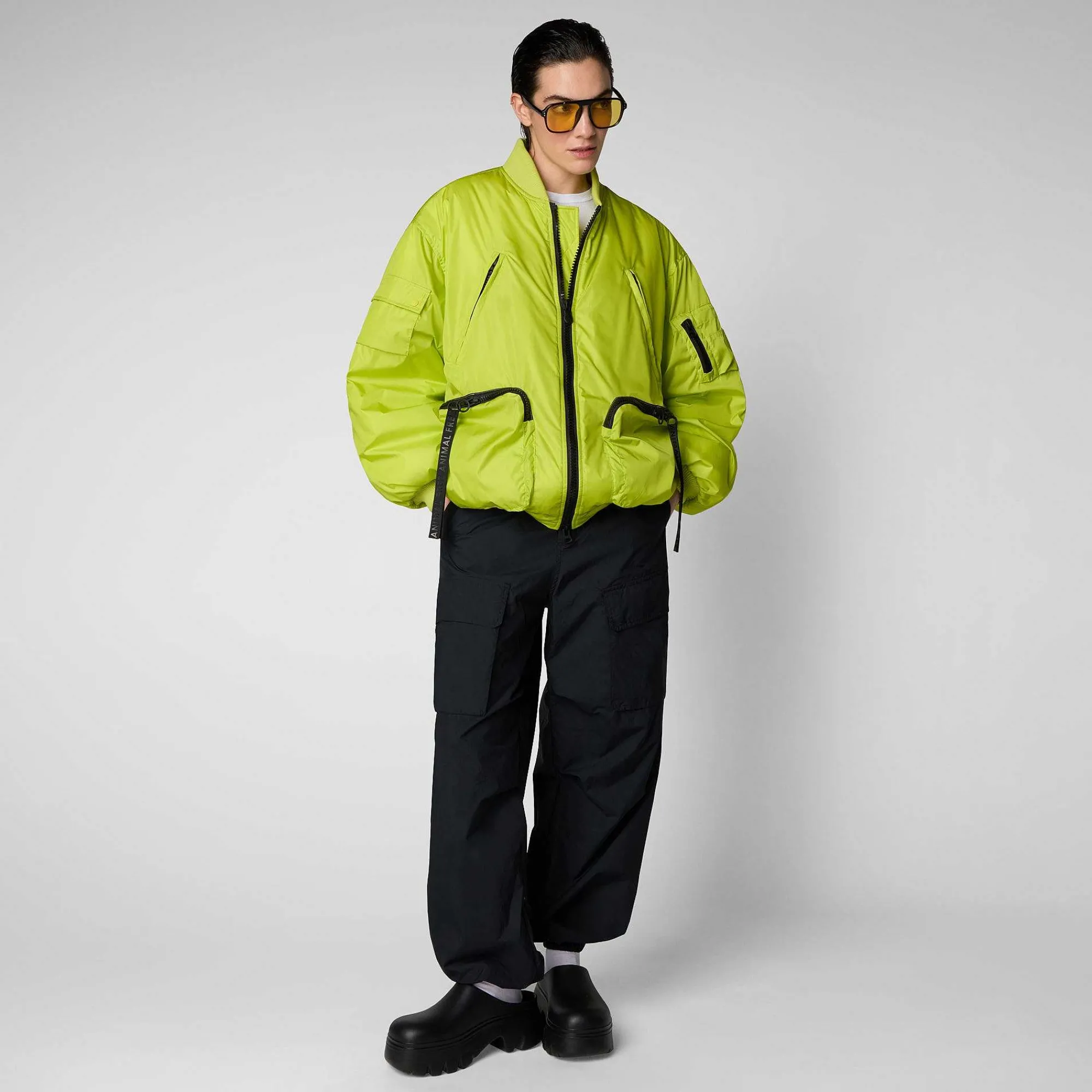 Kvinner Save The Duck Unisex Bomberjakke Usher In Lichen Green