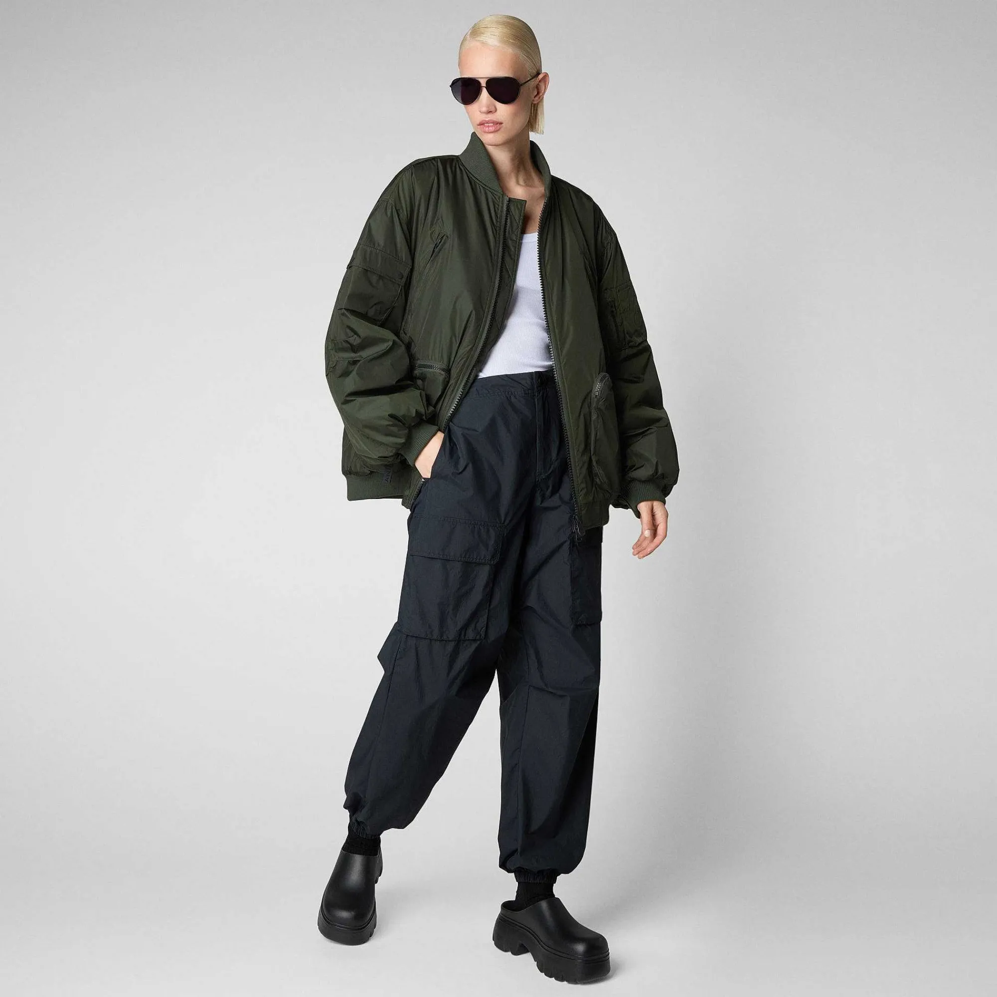 Kvinner Save The Duck Unisex Bomberjakke Usher I Furugronn