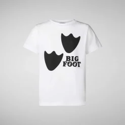 Gutt Save The Duck Unisex Boone T-Skjorte For Barn I Hvit
