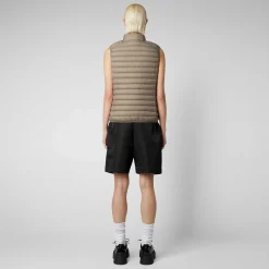 Kvinner Save The Duck Woman'S Quilted Gilet Charlotte I Elephant Grey