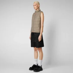 Kvinner Save The Duck Woman'S Quilted Gilet Charlotte I Elephant Grey